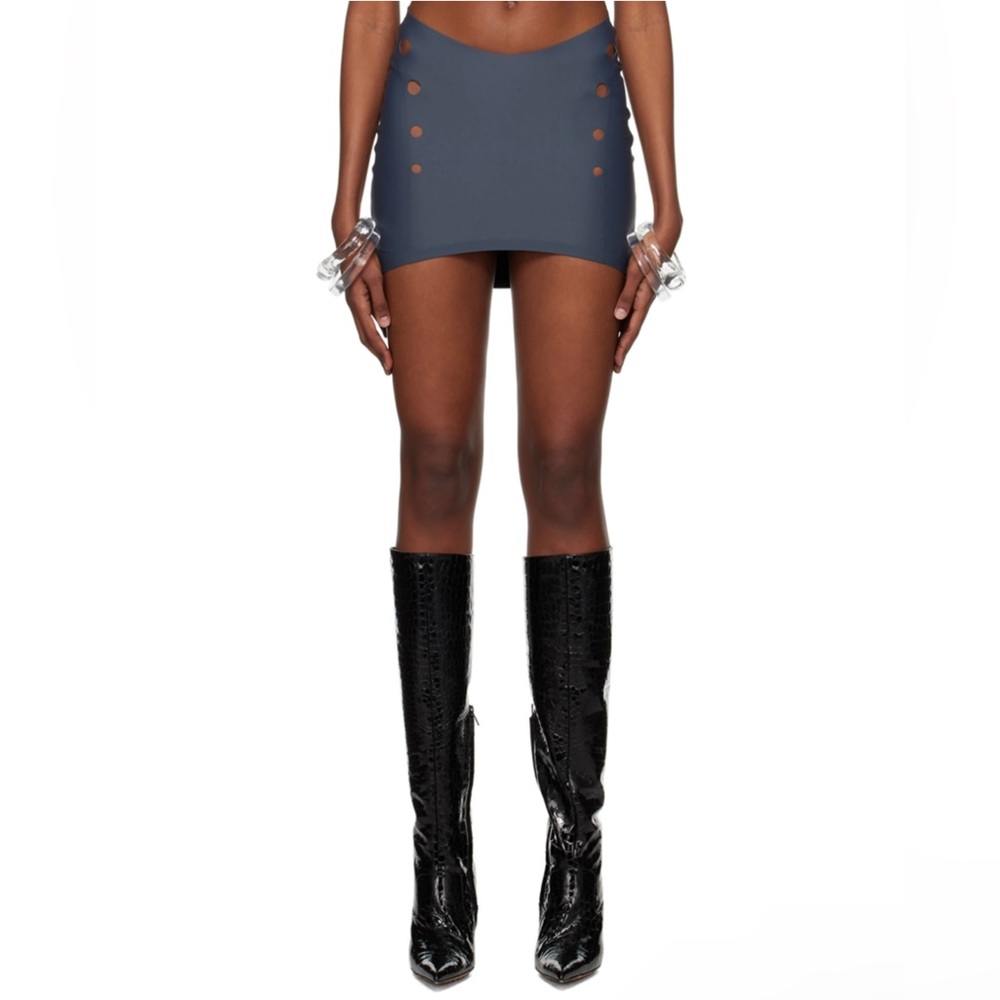 Jean Paul Gauthier Grey Perforated mini skirt